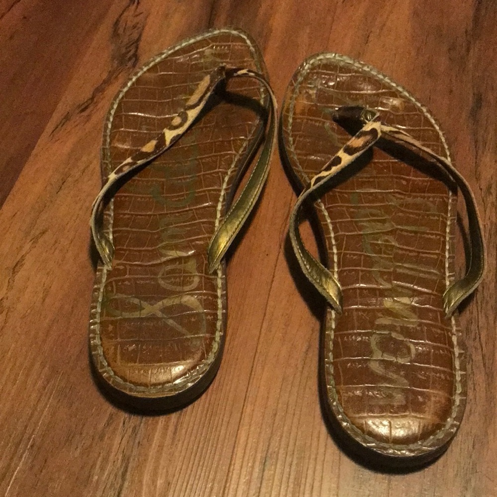 Sam Edelman cheetah print sandals.